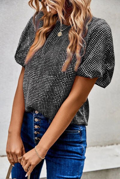 Printed Short Puff Sleeve Blouse - Pistols 'n Petticoats - #westernboutique# - #westernfashion#