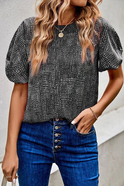 Printed Short Puff Sleeve Blouse - Pistols 'n Petticoats - #westernboutique# - #westernfashion#