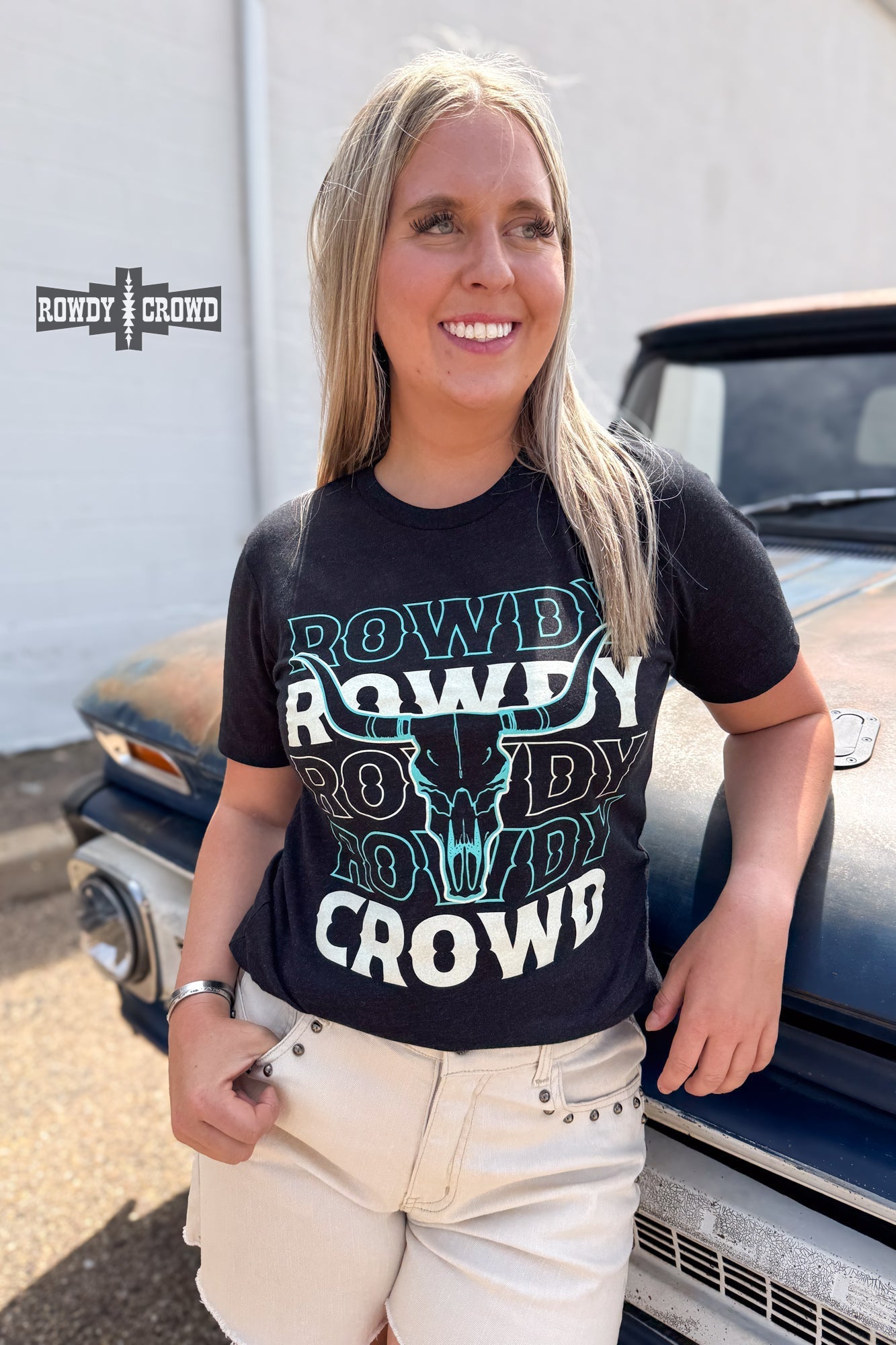 Rowdy Crowd PROMO Tee - Pistols 'n Petticoats - western boutique - womens western wear - western wear womens