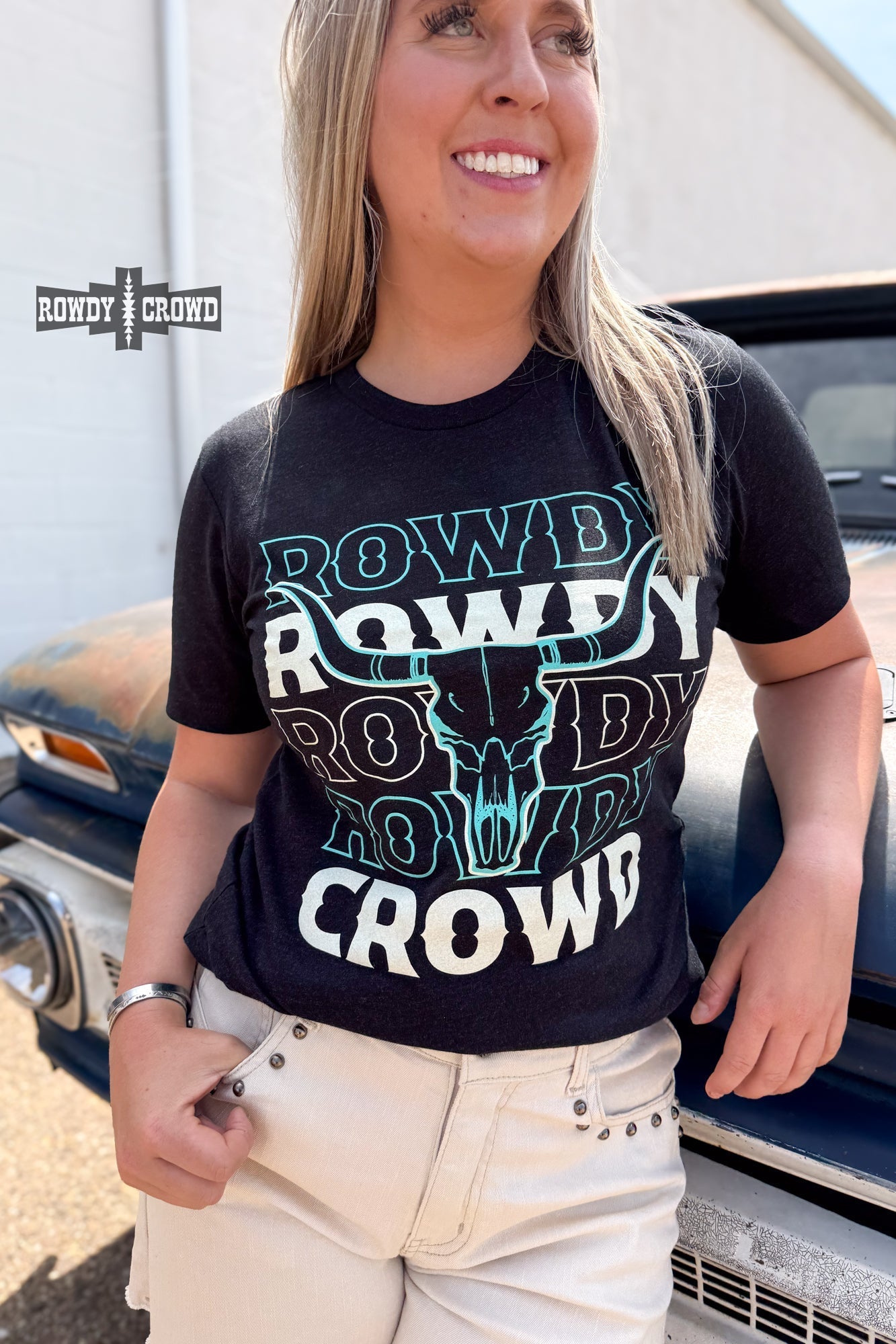 Rowdy Crowd PROMO Tee - Pistols 'n Petticoats - western boutique - womens western wear - western wear womens