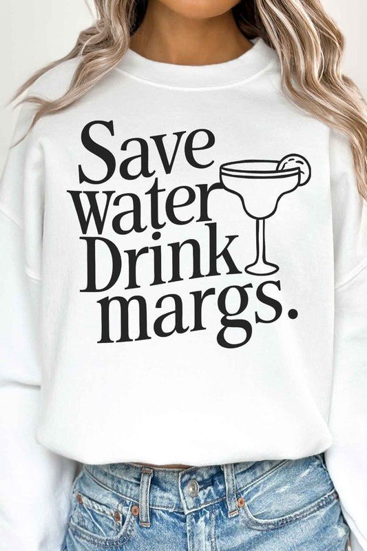SAVE WATER DRINK MARGS OVERSIZED SWEATSHIRT - Pistols 'n Petticoats - #westernboutique# - #westernfashion#