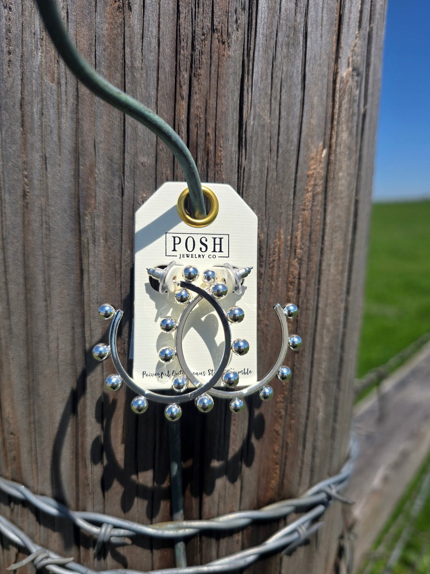 Silver Riveted Hoops - Pistols 'n Petticoats - #westernboutique# - #westernfashion#