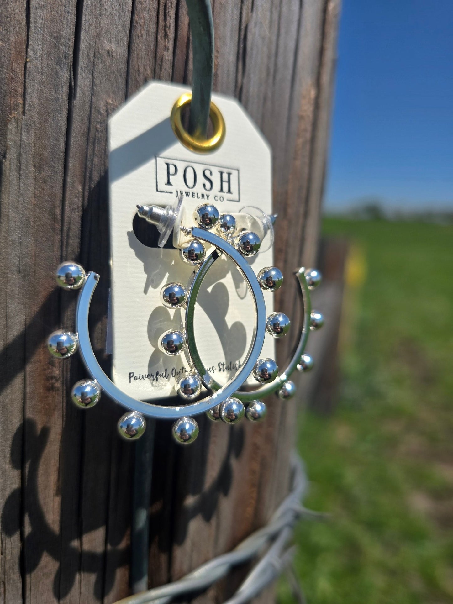 Silver Riveted Hoops - Pistols 'n Petticoats - #westernboutique# - #westernfashion#
