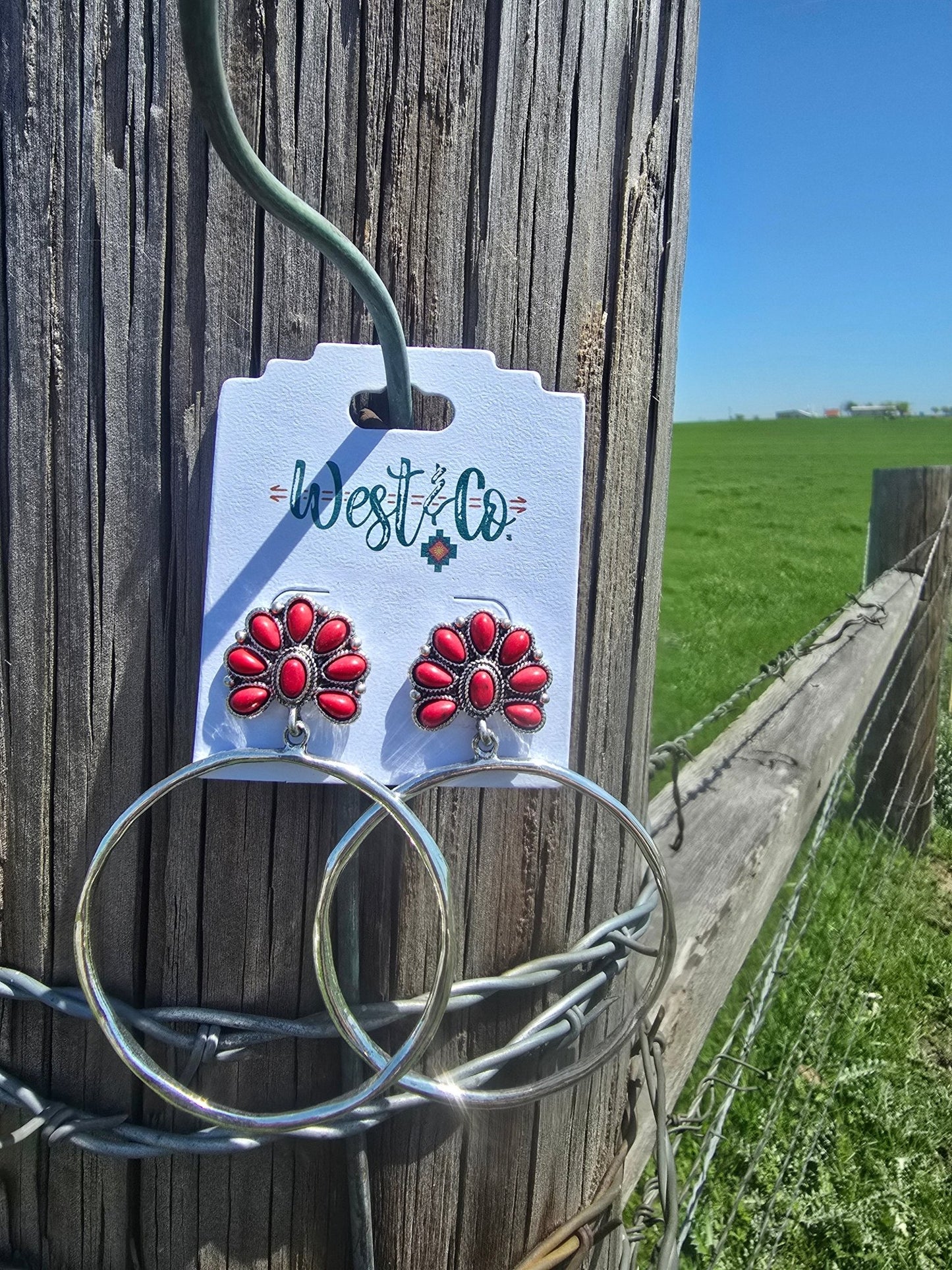 Silver Squash Blossom Hoops - Pistols 'n Petticoats - #westernboutique# - #westernfashion#