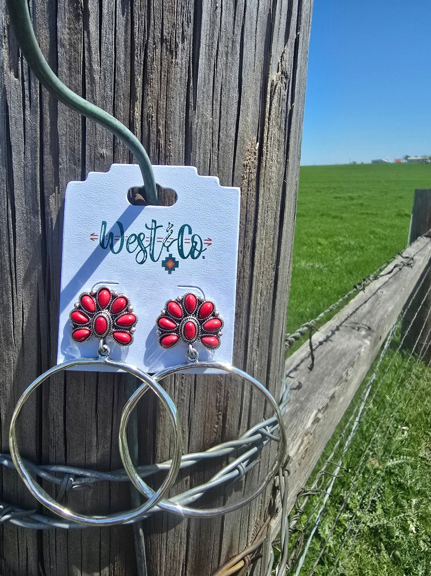 Silver Squash Blossom Hoops - Pistols 'n Petticoats - #westernboutique# - #westernfashion#