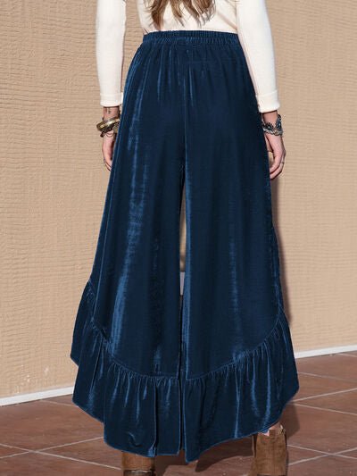 Slit Ruffled Wide Leg Pants - Pistols 'n Petticoats - #westernboutique# - #westernfashion#