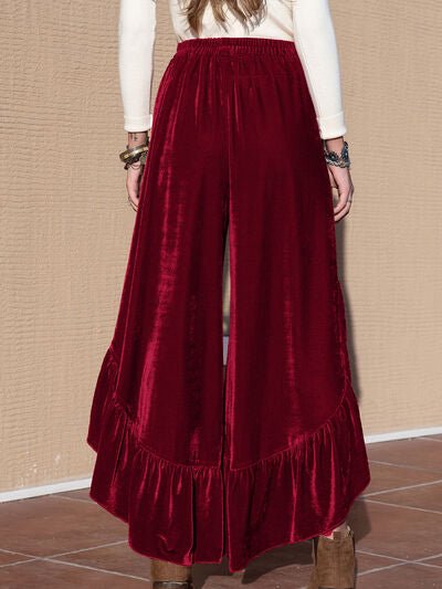 Slit Ruffled Wide Leg Pants - Pistols 'n Petticoats - #westernboutique# - #westernfashion#