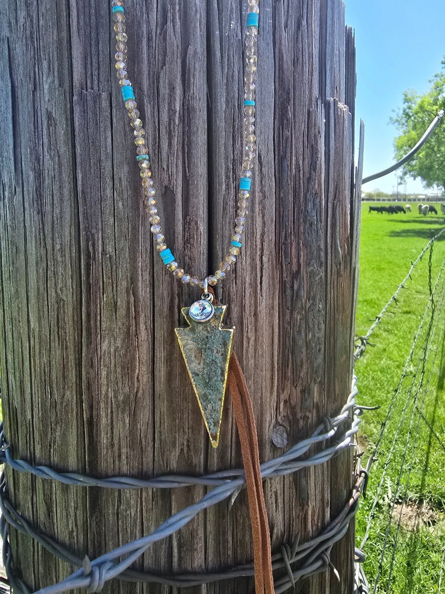 Stone Arrowhead beaded necklace - Pistols 'n Petticoats - #westernboutique# - #westernfashion#