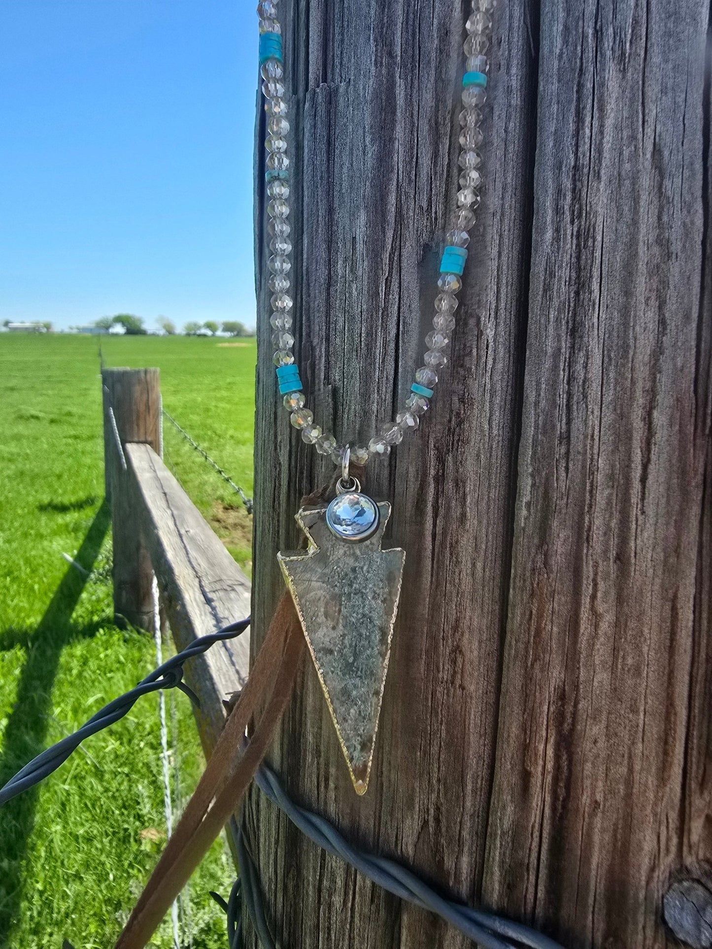Stone Arrowhead beaded necklace - Pistols 'n Petticoats - #westernboutique# - #westernfashion#