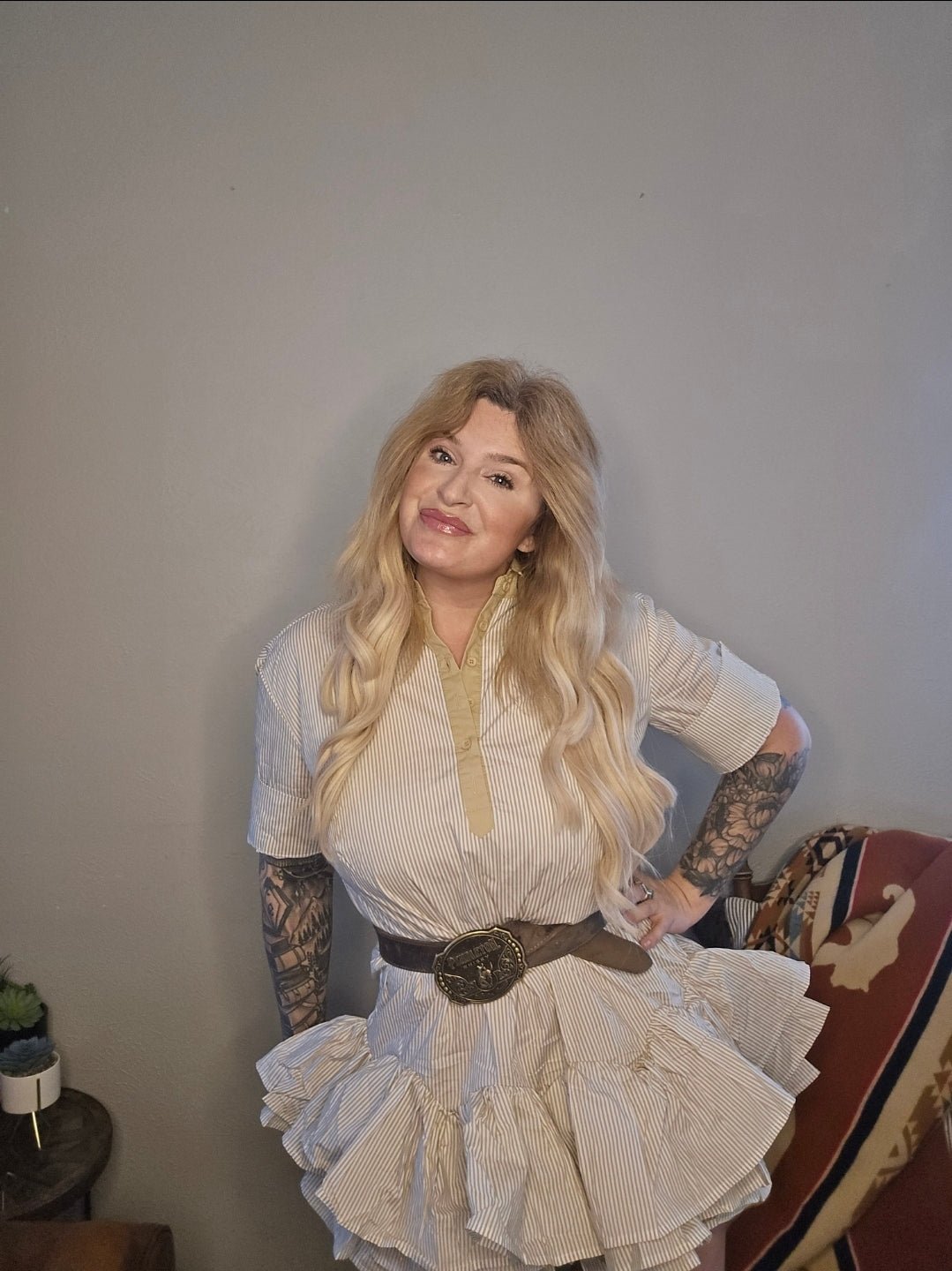 Tan dress - Pistols 'n Petticoats - western boutique - womens western wear - western wear womens