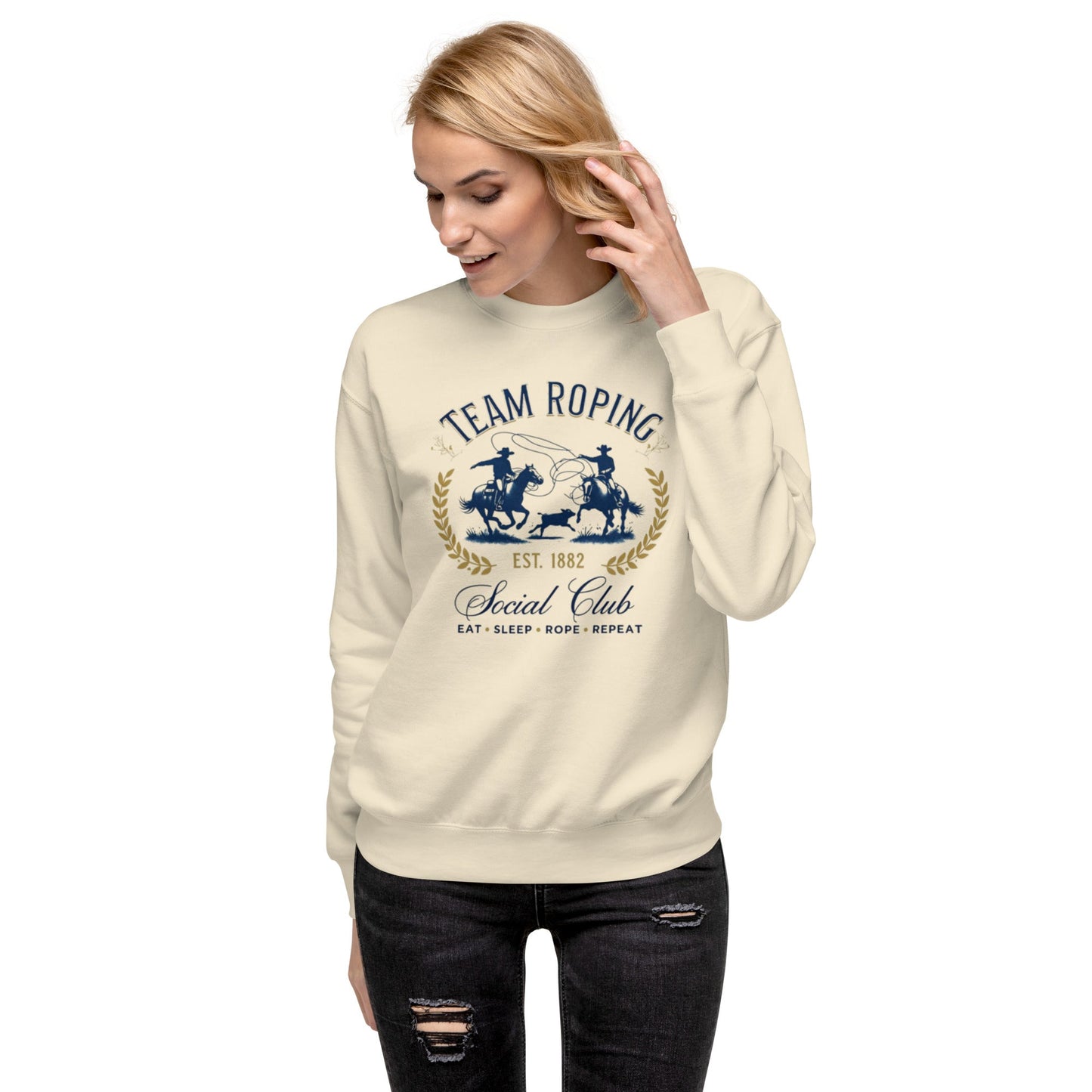 Team Roping Unisex Premium Sweatshirt - Pistols 'n Petticoats - #westernboutique# - #westernfashion#