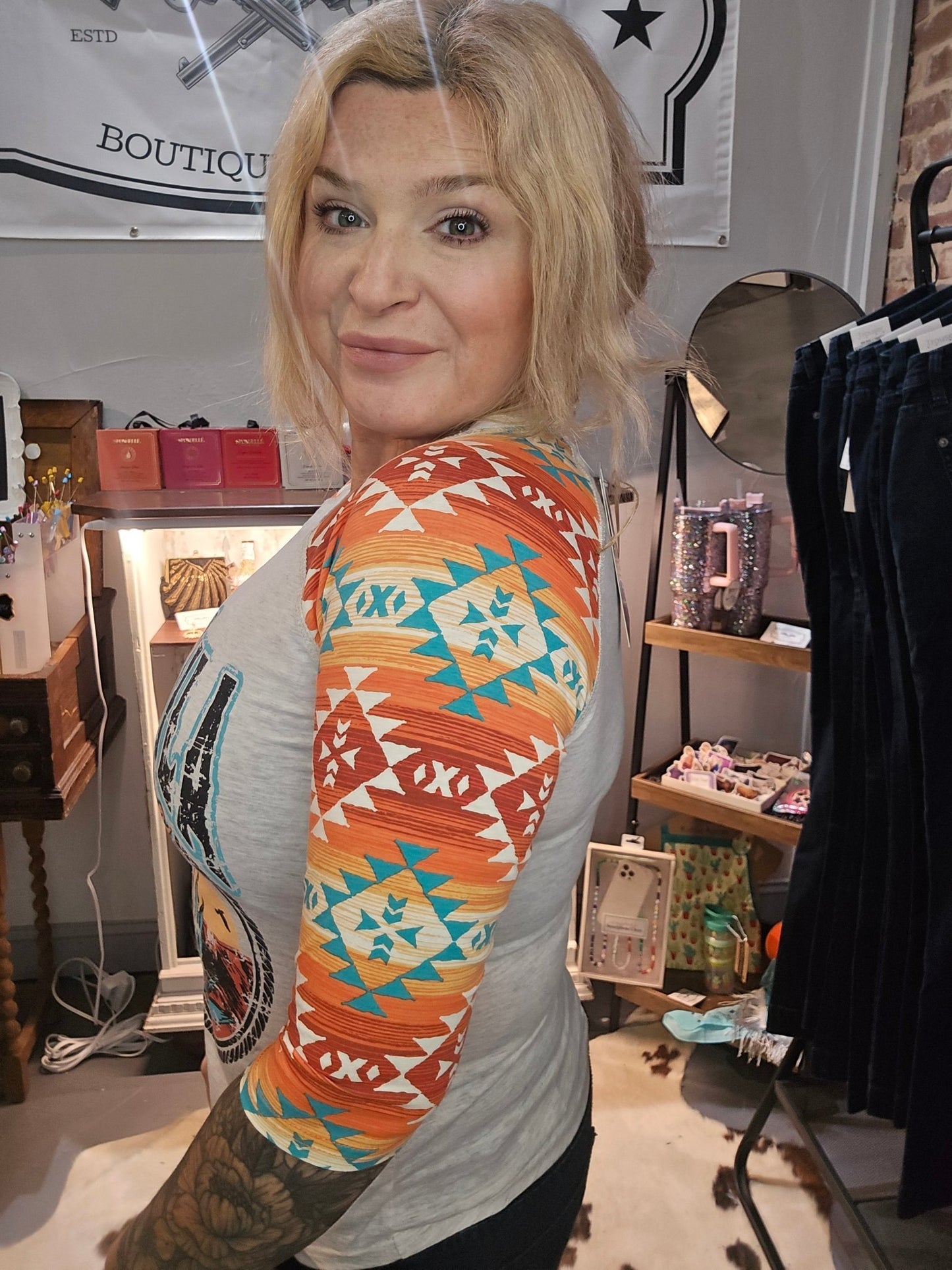 tequila graphic tee, quarter sleeve western tee, cowgirl drink shirt, women’s tequila t-shirt, western graphic top, country drink tee, graphic tee quarter sleeve