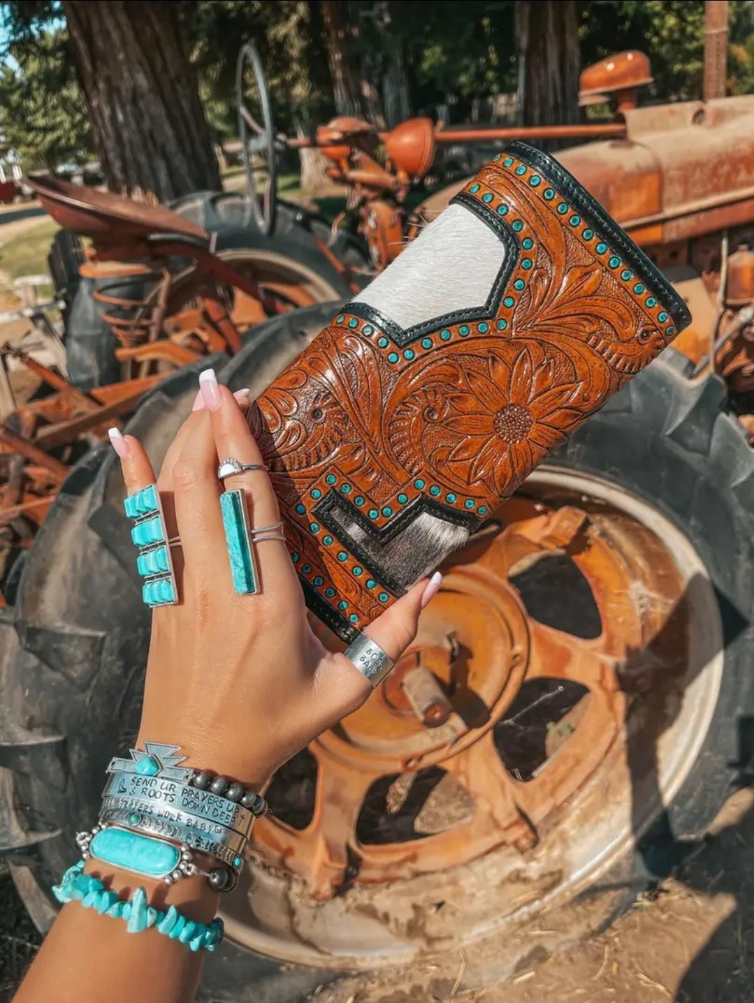 The Darlene Cowhide Leather Tooled Wallet - Pistols 'n Petticoats - #westernboutique# - #westernfashion#