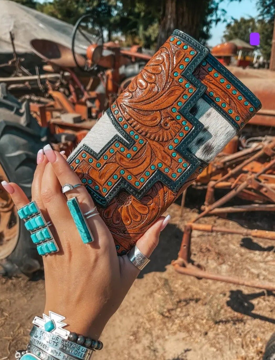 The Darlene Cowhide Leather Tooled Wallet - Pistols 'n Petticoats - #westernboutique# - #westernfashion#