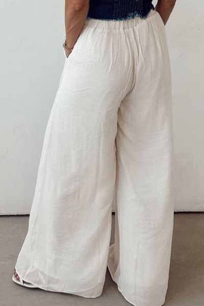 Tie Waist Pleated Wide Leg Pants - Pistols 'n Petticoats - #westernboutique# - #westernfashion#