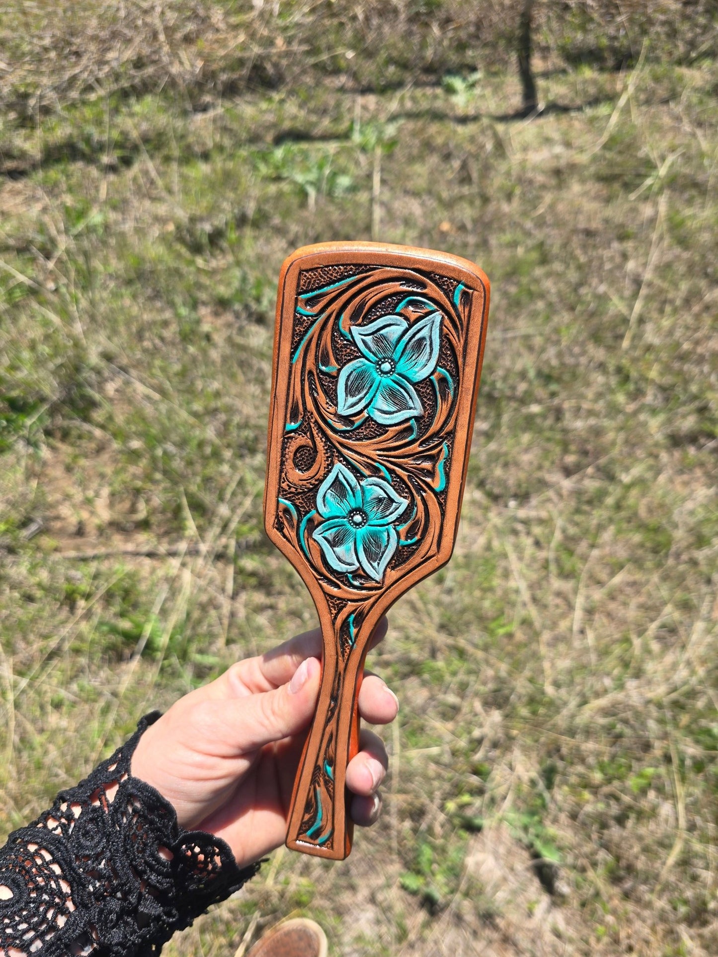 Tooled Brush - Pistols 'n Petticoats - #westernboutique# - #westernfashion#