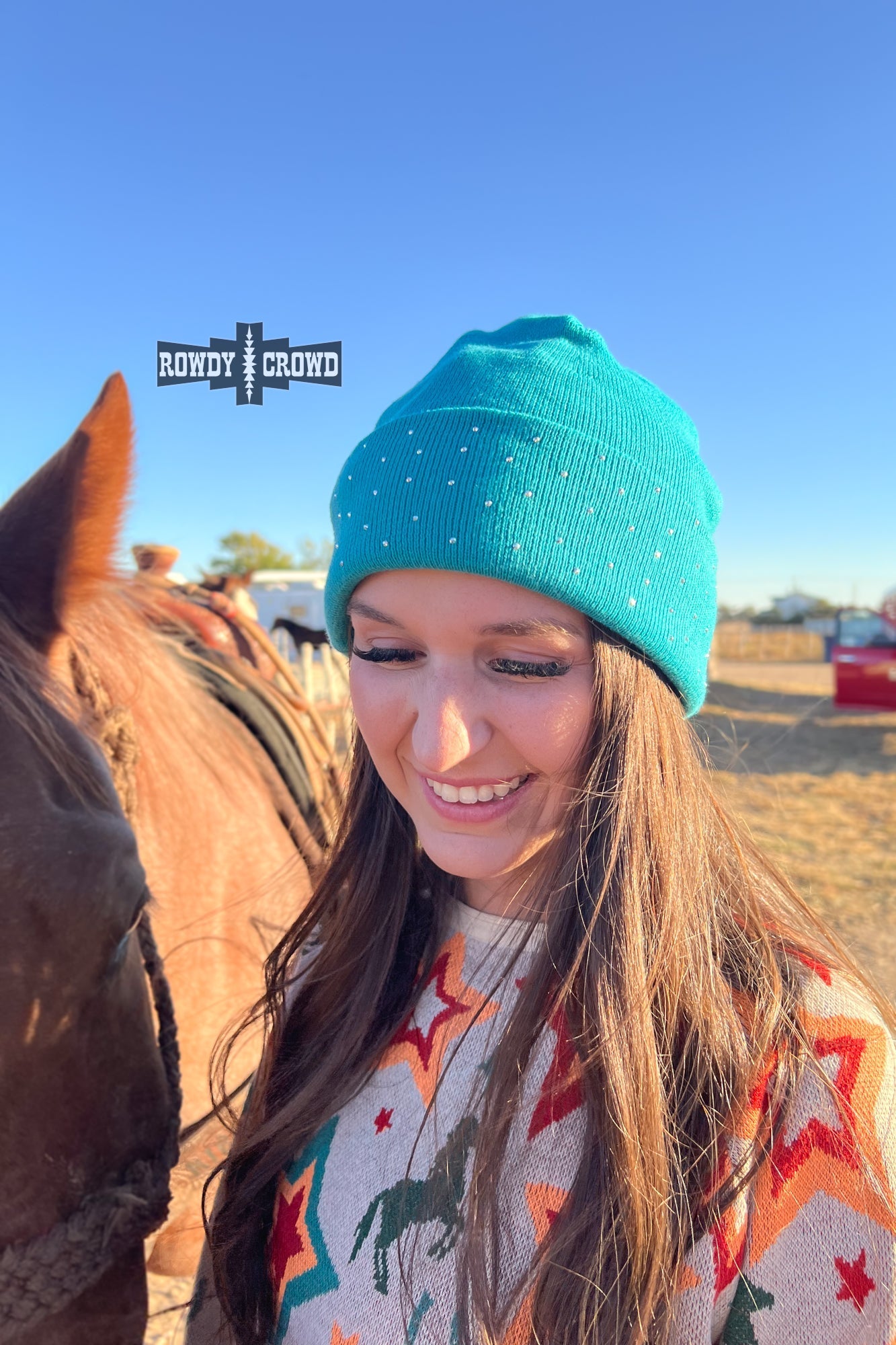 TURQUOISE - Shine Bright Beanie - Pistols 'n Petticoats - #westernboutique# - #westernfashion#