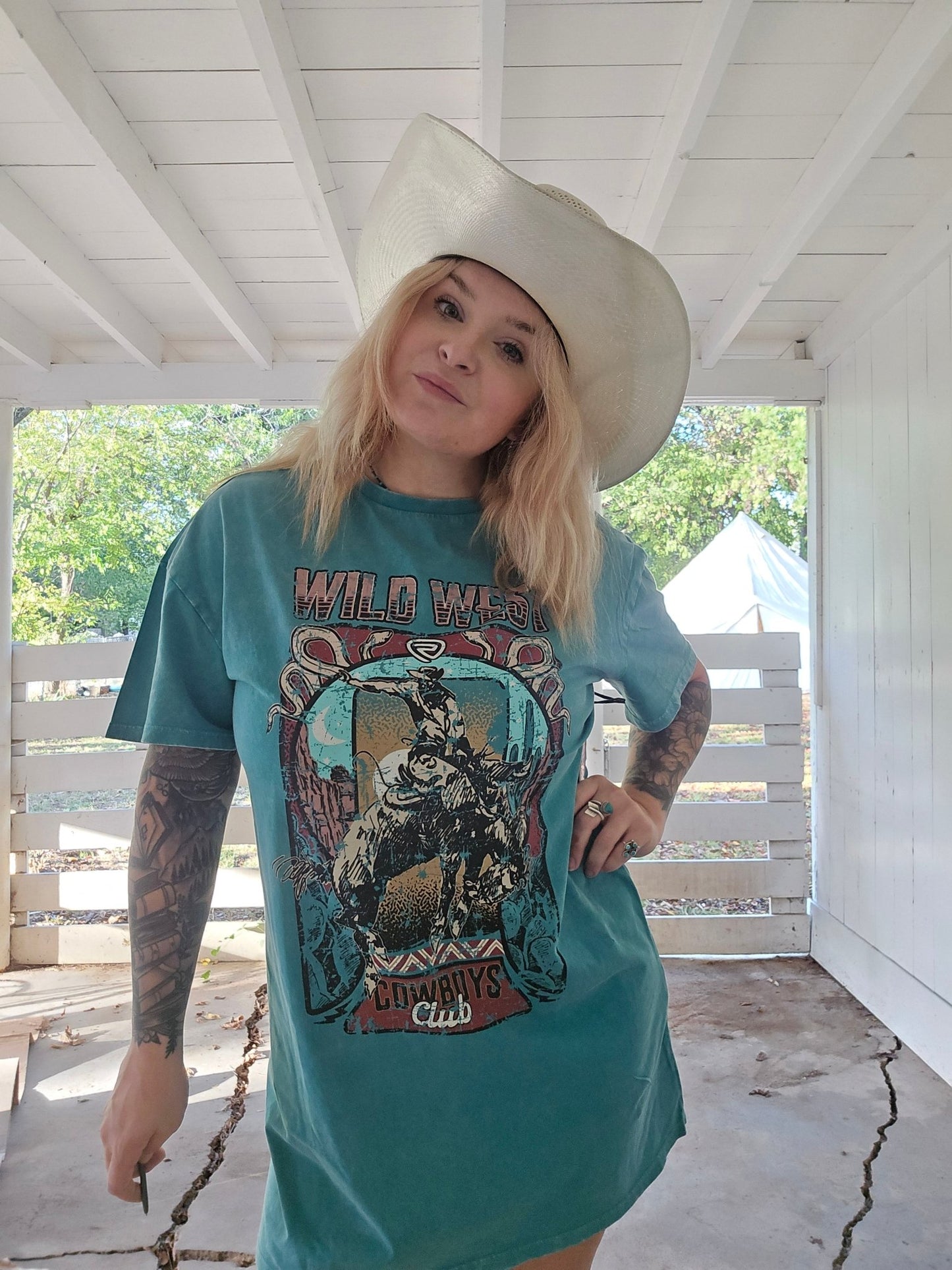 Turquoise Tshirt dress - Pistols 'n Petticoats - #westernboutique# - #westernfashion#