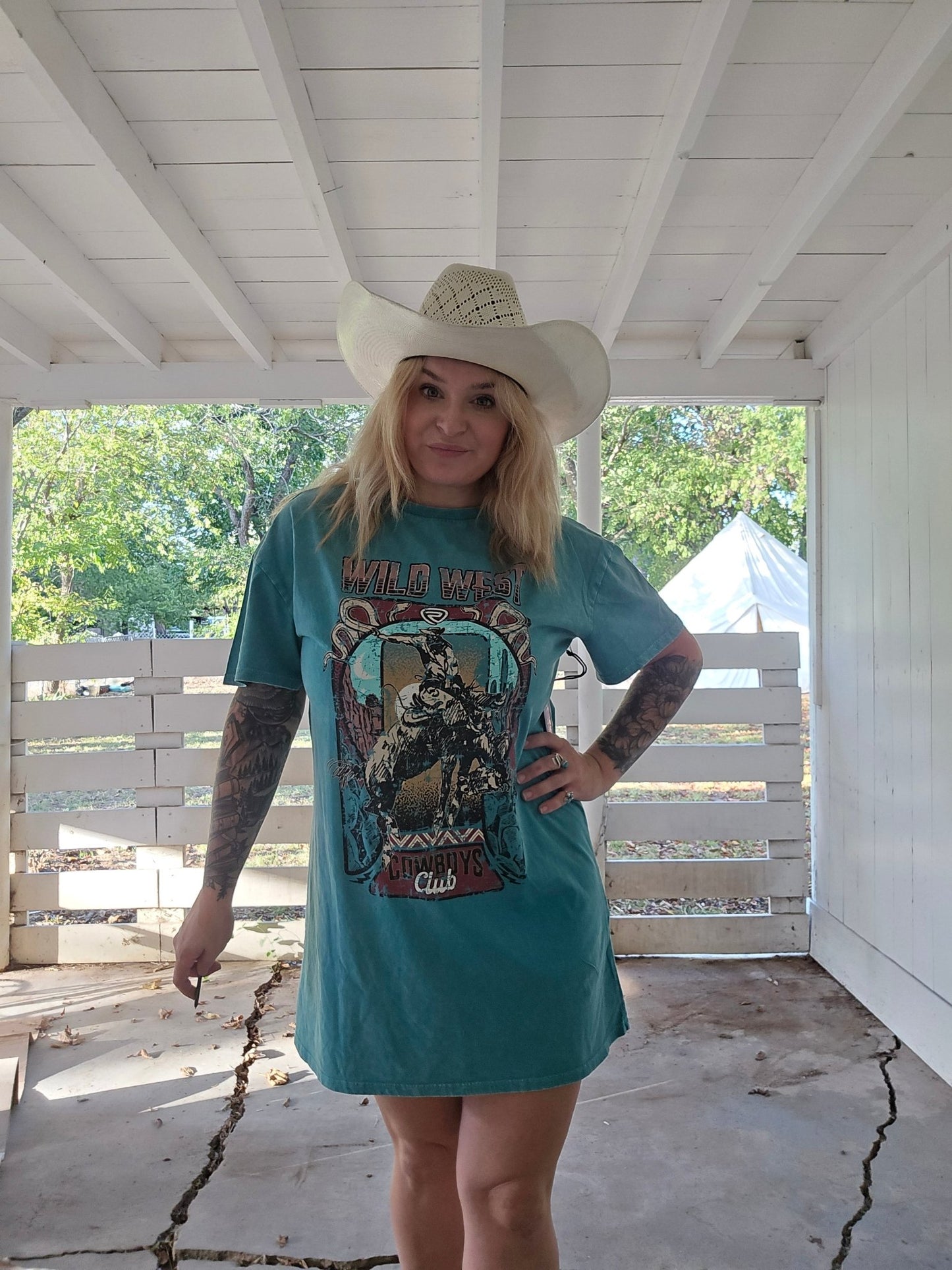 Turquoise Tshirt dress - Pistols 'n Petticoats - #westernboutique# - #westernfashion#