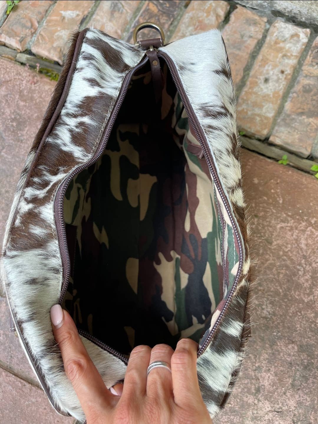 Weekender Duffle Leather Hair On Cowhide Duffel Travel Bag - cowhide weekender bag - Pistols 'n Petticoats - #westernboutique# - #westernfashion#