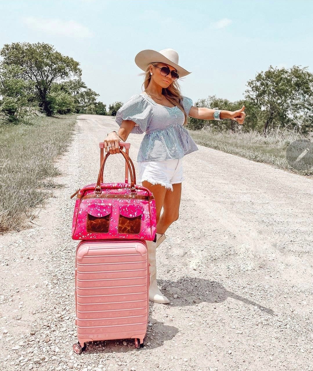 Weekender Duffle Leather Hair On Cowhide Duffel Travel Bag - cowhide weekender bag - Pistols 'n Petticoats - #westernboutique# - #westernfashion#