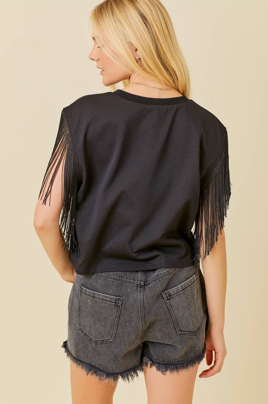 Western Fringe drop shoulder top - western fringe top - Pistols 'n Petticoats - #westernboutique# - #westernfashion#