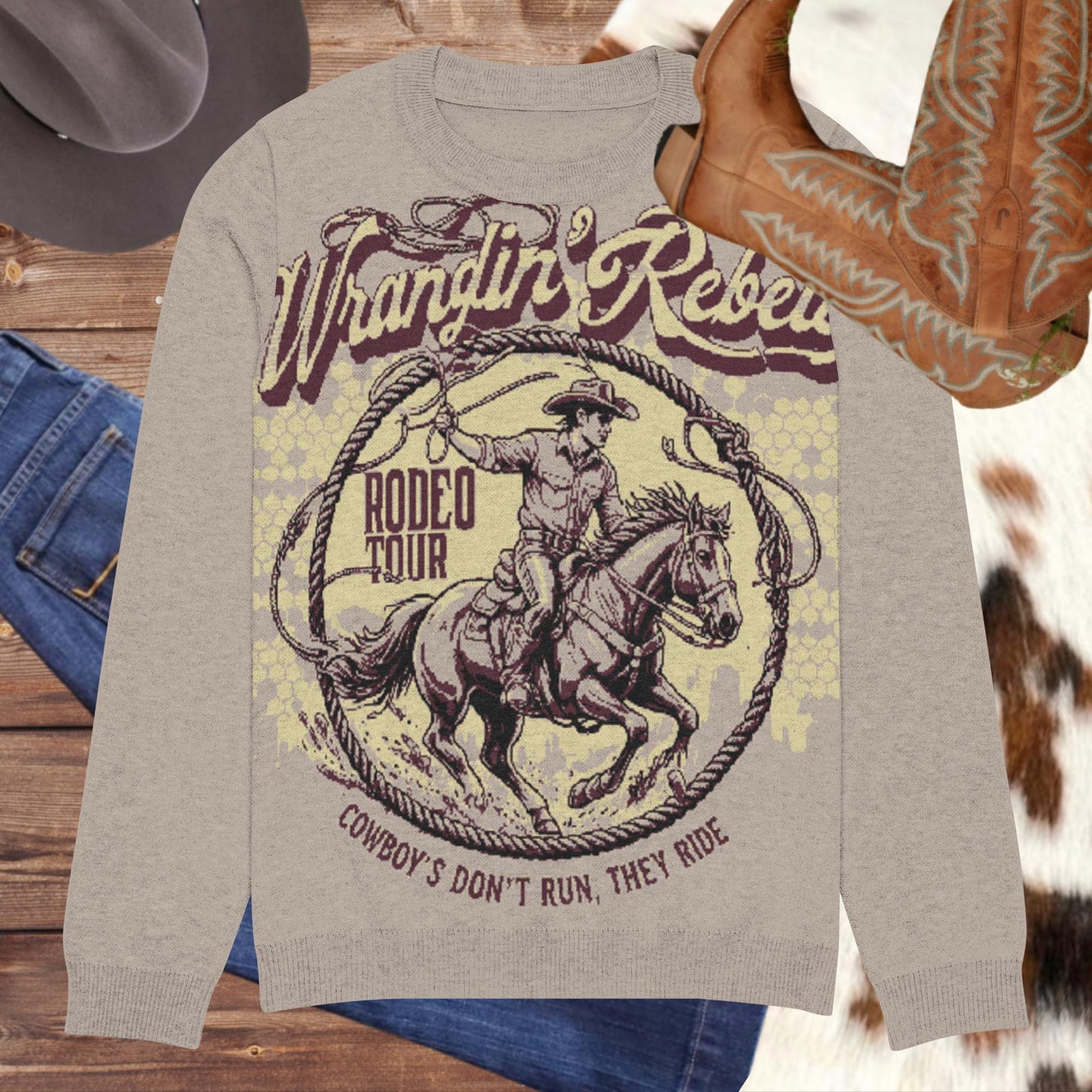 Wrangle' Rebel Knitted crew neck sweater - Pistols 'n Petticoats - #westernboutique# - #westernfashion#