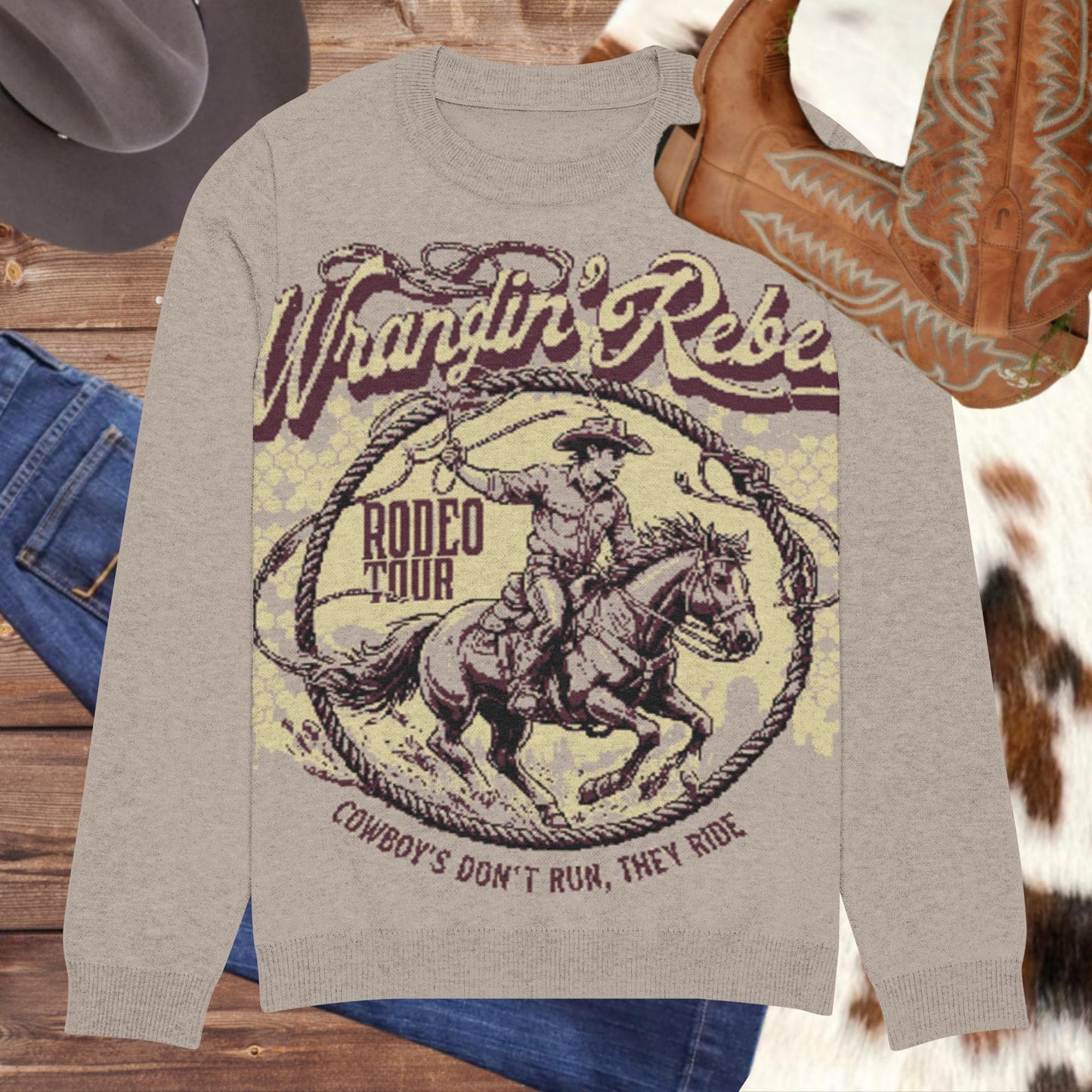Wrangle' Rebel Knitted crew neck sweater - Pistols 'n Petticoats - #westernboutique# - #westernfashion#