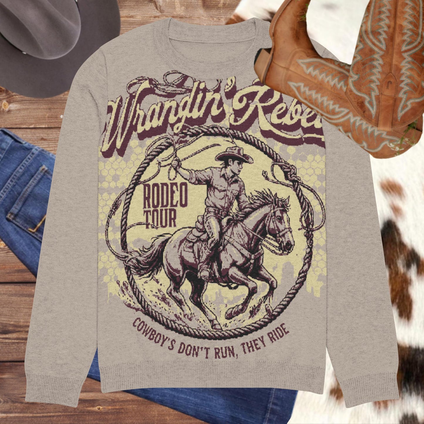 Wrangle' Rebel Knitted crew neck sweater - Pistols 'n Petticoats - #westernboutique# - #westernfashion#
