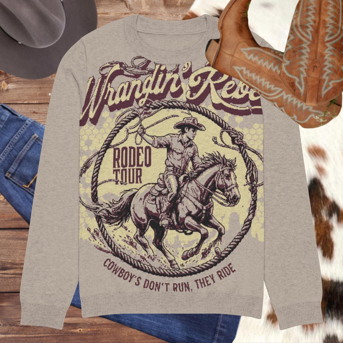 Wrangle' Rebel Knitted crew neck sweater - Pistols 'n Petticoats - #westernboutique# - #westernfashion#