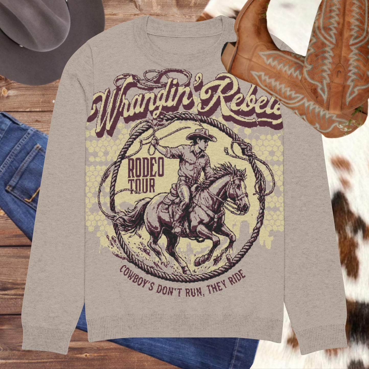 Wrangle' Rebel Knitted crew neck sweater - Pistols 'n Petticoats - #westernboutique# - #westernfashion#