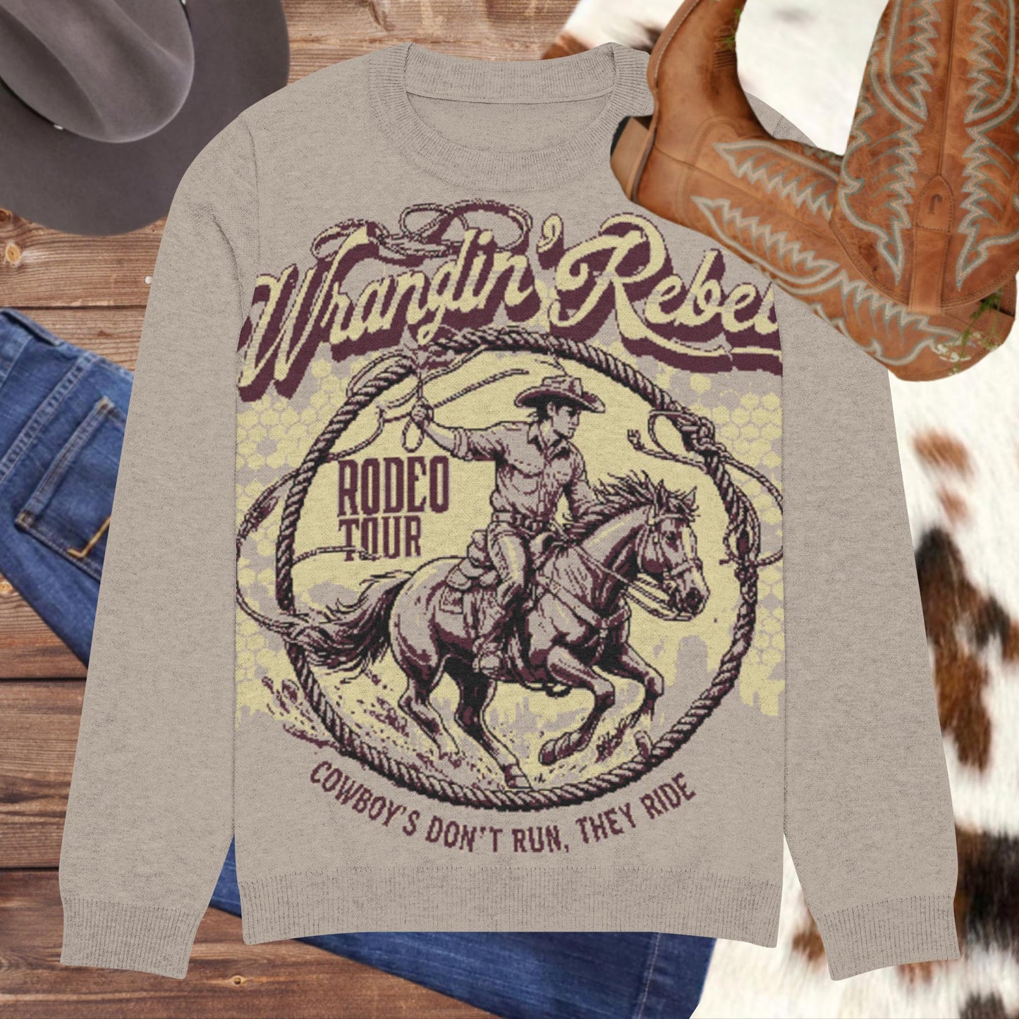 Wrangle' Rebel Knitted crew neck sweater - Pistols 'n Petticoats - #westernboutique# - #westernfashion#