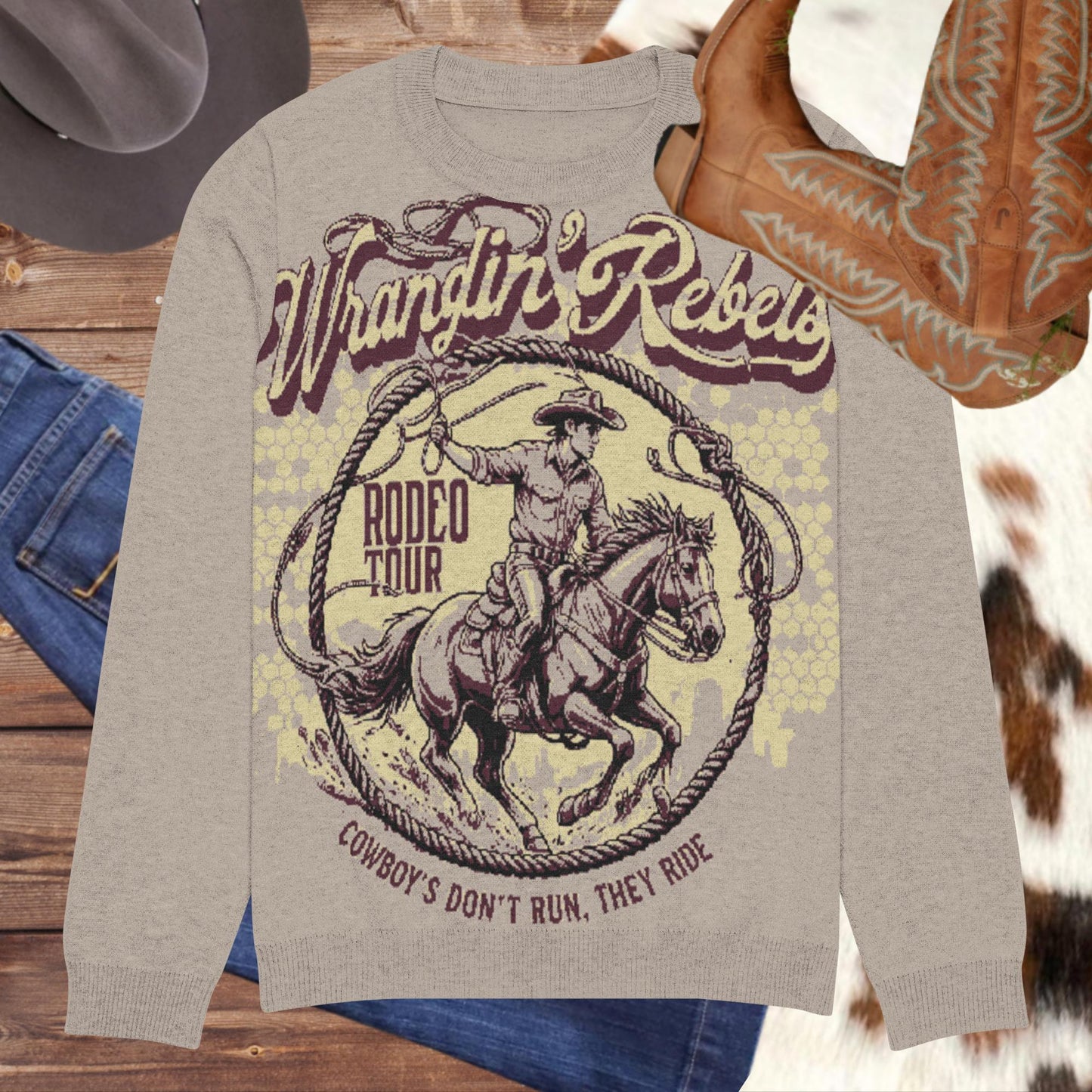 Wrangle' Rebel Knitted crew neck sweater - Pistols 'n Petticoats - #westernboutique# - #westernfashion#