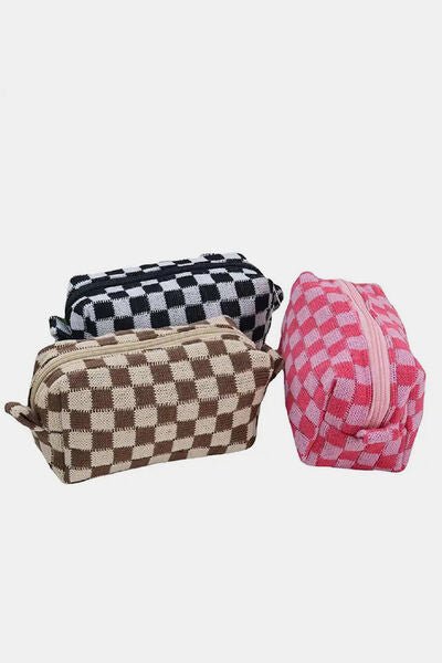 Zenana Checkered Pattern Knitted Cosmetic Pouch - Pistols 'n Petticoats - #westernboutique# - #westernfashion#