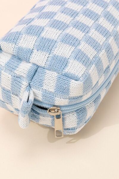 Zenana Checkered Pattern Knitted Cosmetic Pouch - Pistols 'n Petticoats - #westernboutique# - #westernfashion#