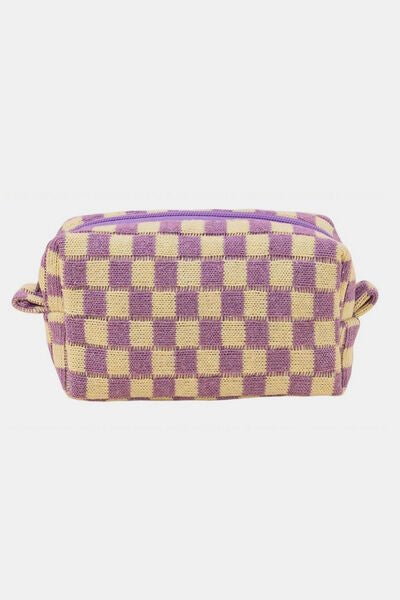 Zenana Checkered Pattern Knitted Cosmetic Pouch - Pistols 'n Petticoats - #westernboutique# - #westernfashion#
