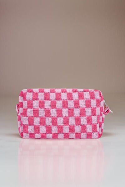 Zenana Checkered Pattern Knitted Cosmetic Pouch - Pistols 'n Petticoats - #westernboutique# - #westernfashion#
