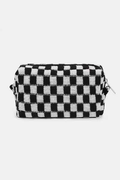 Zenana Checkered Pattern Knitted Cosmetic Pouch - Pistols 'n Petticoats - #westernboutique# - #westernfashion#