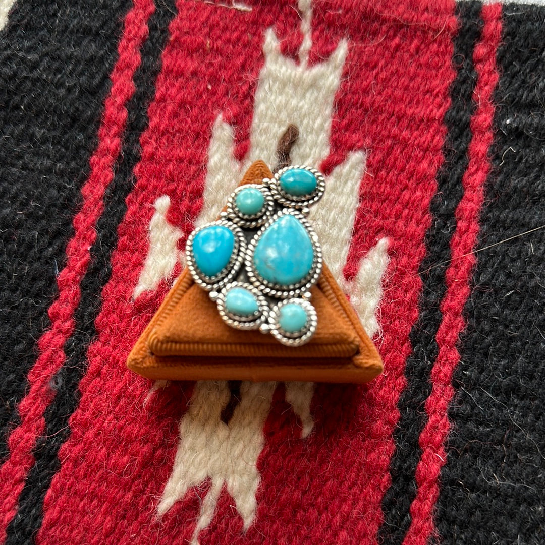 Beautiful Handmade Turquoise And Sterling Silver Adjustable Ring  Signed Nizhoni