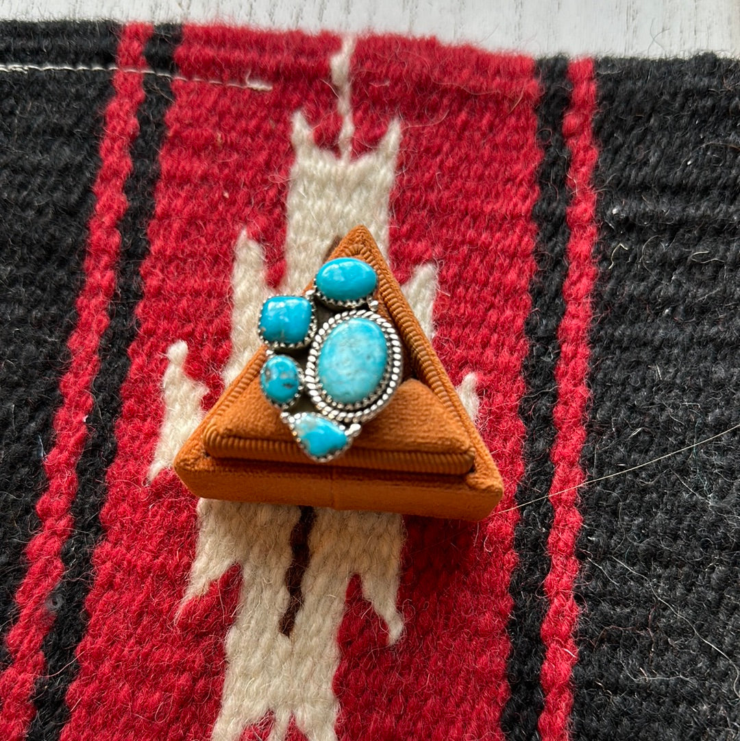 Beautiful Handmade Turquoise And Sterling Silver Adjustable Ring  Signed Nizhoni