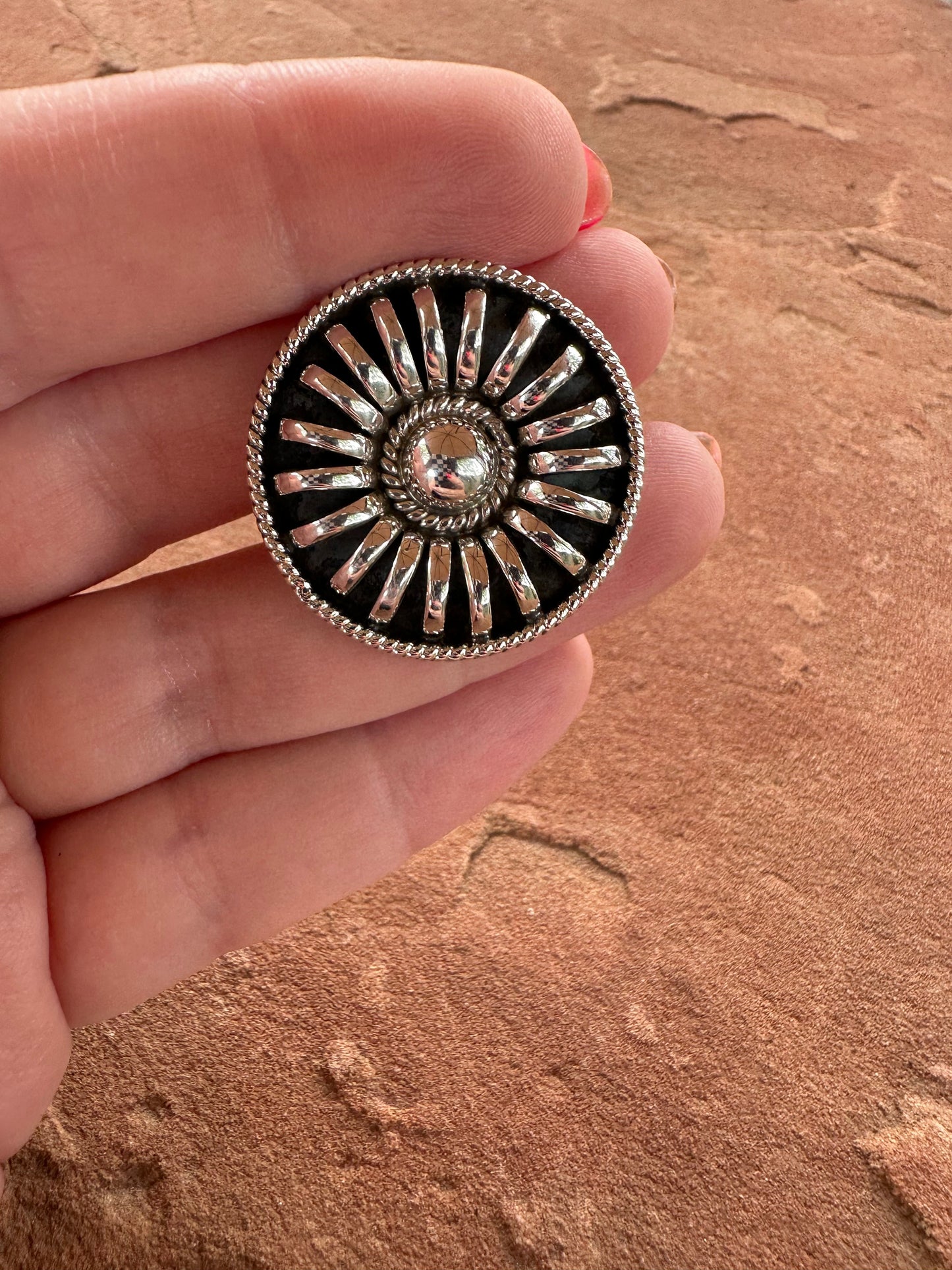 Beautiful Handmade Sterling Silver Adjustable Ball Circle Ring