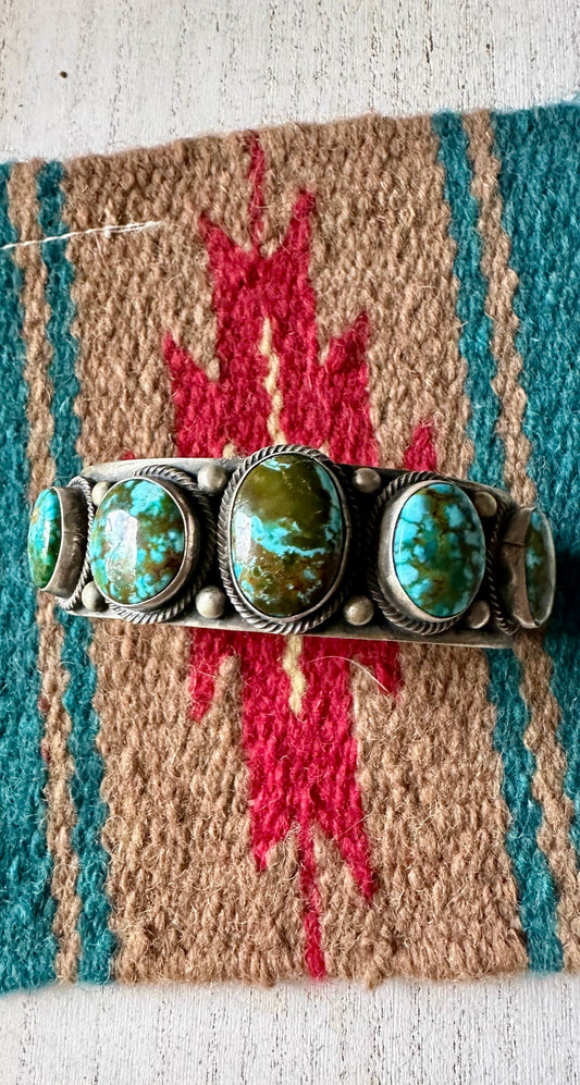 Navajo Mountain Turquoise Bracelet Cuff Signed