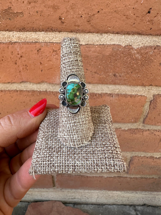 Beautiful Handmade Sonoran Mountain Turquoise And Sterling Silver Adjustable Ring