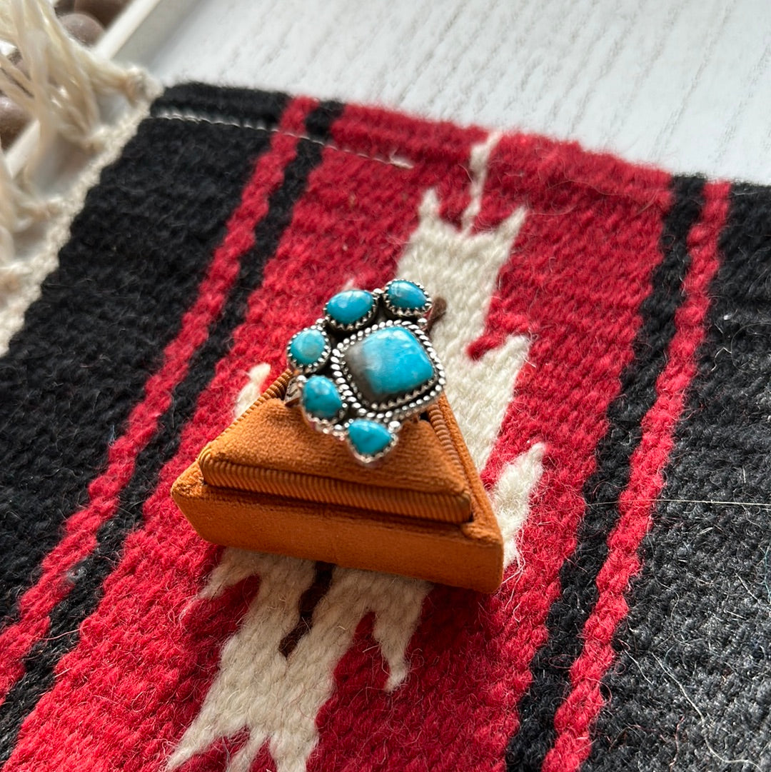 Beautiful Handmade Turquoise And Sterling Silver Adjustable Ring  Signed Nizhoni