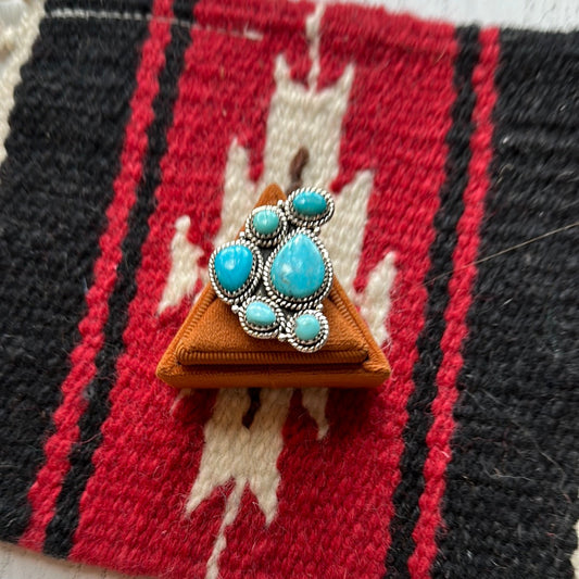 Beautiful Handmade Turquoise And Sterling Silver Adjustable Ring  Signed Nizhoni