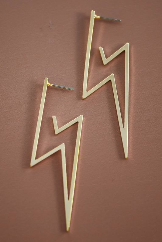 Gold plated lightening bolt earrings