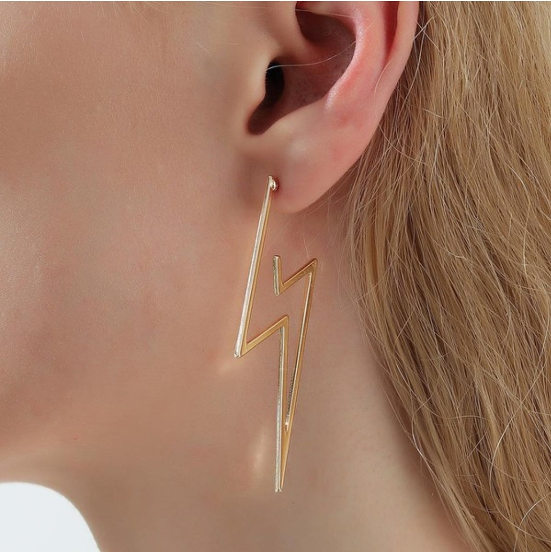 Gold plated lightening bolt earrings