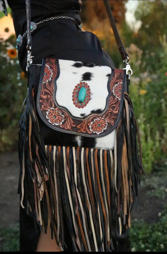 Jessie Jane (with Fringe) Cowhide Western Purse