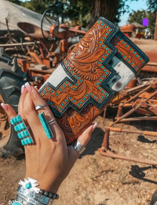 The Darlene Cowhide Leather Tooled Wallet