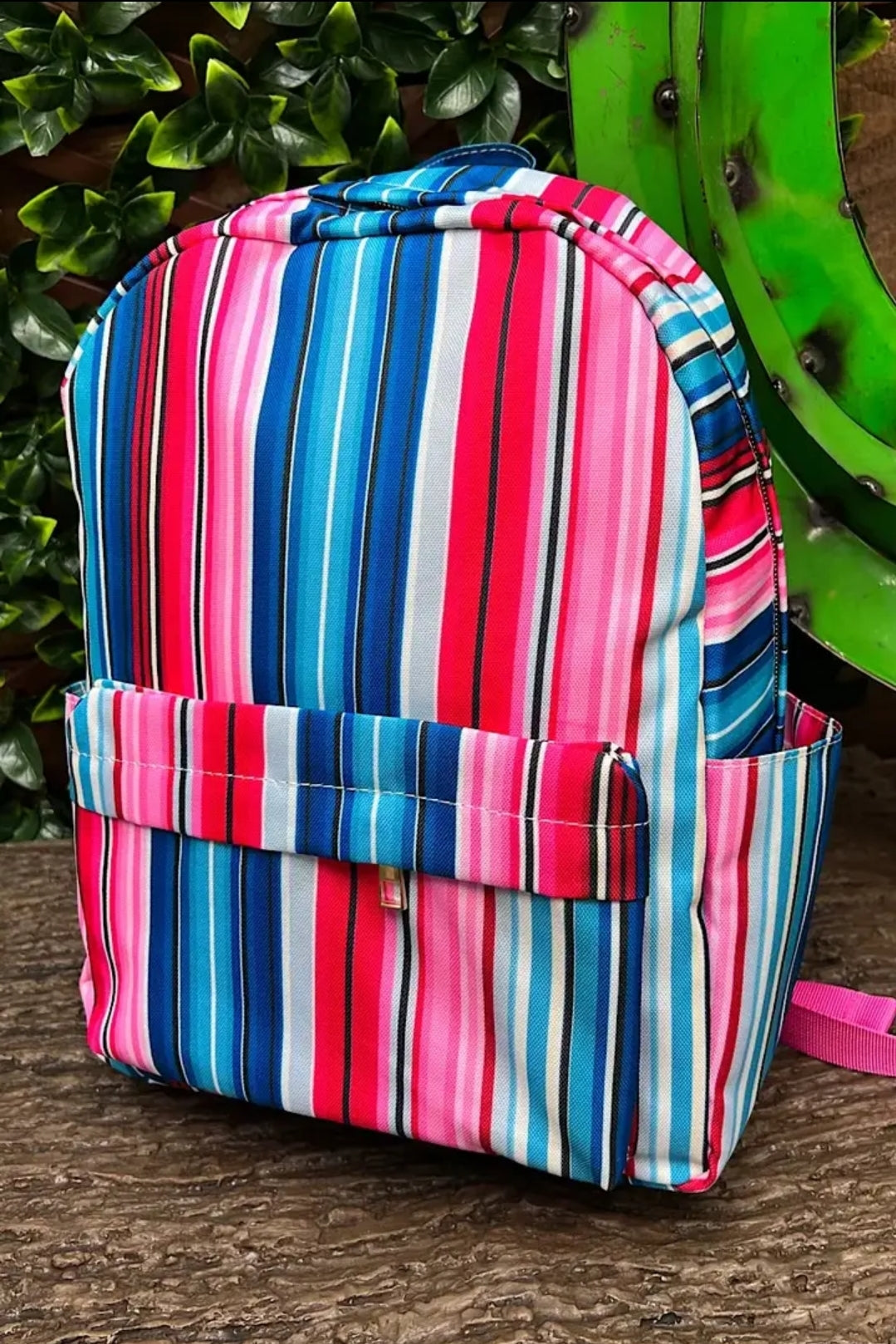 Multi-Color Stripe Printed Small Size Kids Backpack